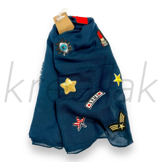 Sálak és Kendők - Rúzsos sál sötétkék