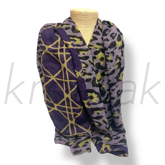 Lila ocelot-geometriai mintás sál