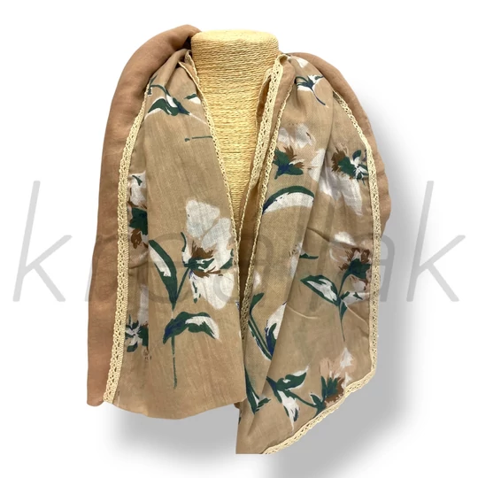 Bézs virágos kendő