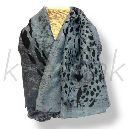 Kék ocelot mintás sál