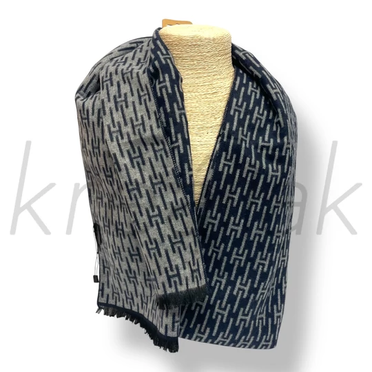 Sötétkék kétoldalas férfi sál