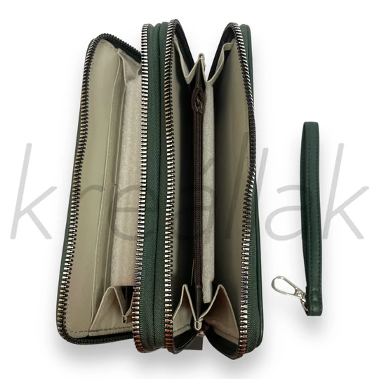 Zöld varrott pénztárca