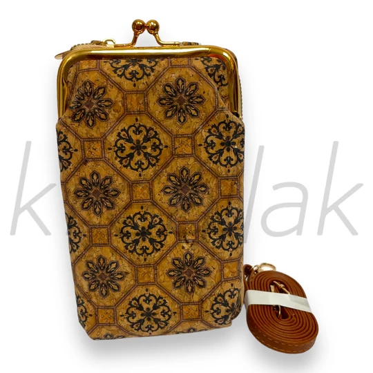 Pénztárca és telefontok - Parafa hatású mintás pénztárca