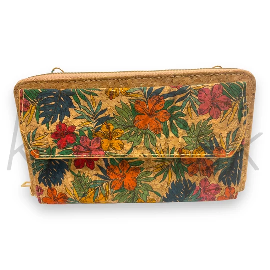 Pénztárca és telefontok - Parafa hatású mintás pénztárca