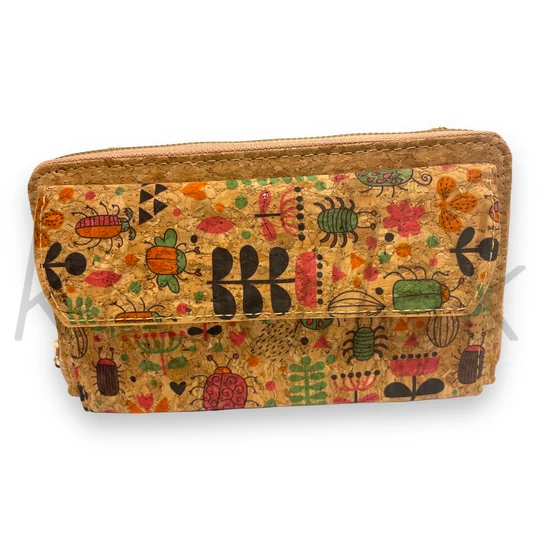 Pénztárca és telefontok - Parafa hatású mintás pénztárca