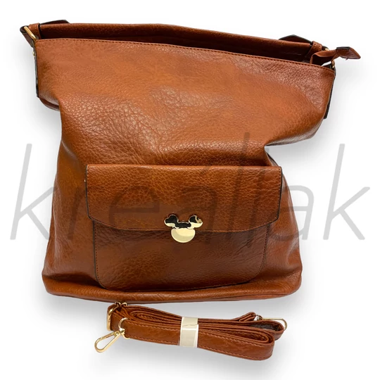 Válltáska - Barna Mickey patentos táska