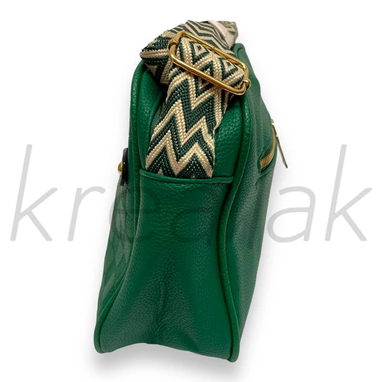 Zöld bojtos válltáska