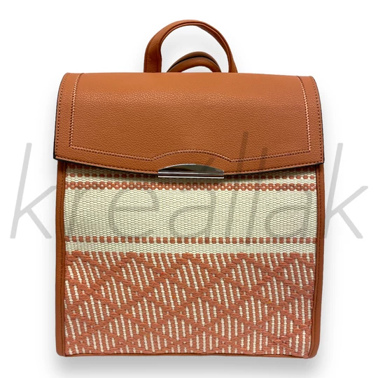 Hátitáska - Rózsaszín szőtt elejű hátizsák