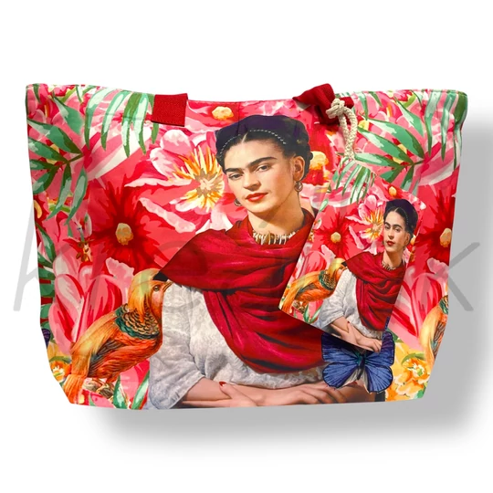 Frida Khalo piros strandtáska