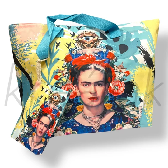 Frida Khalo türkizkék strandtáska
