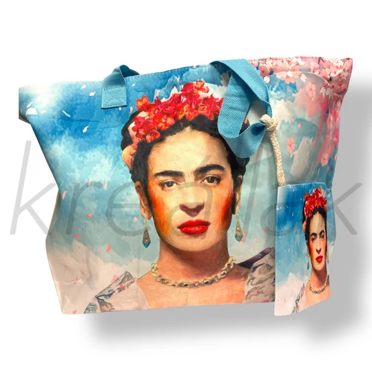 Kék Frida Khalo strandtáska