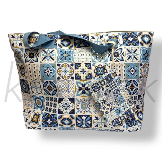 Kék bohém mintás strandtáska
