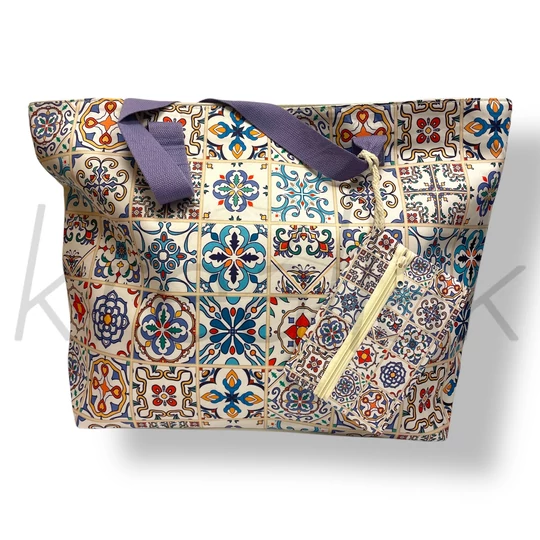 Lila bohém mintás strandtáska