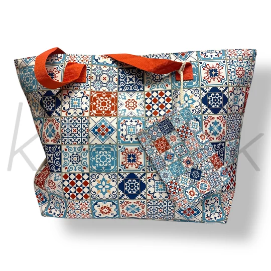 Piros bohém mintás strandtáska