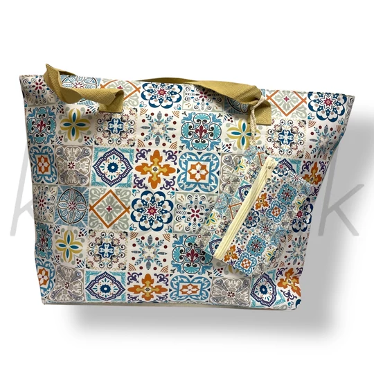 Sárga bohém mintás strandtáska