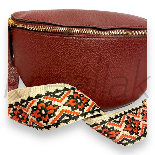 Bordó mintás pántos válltáska