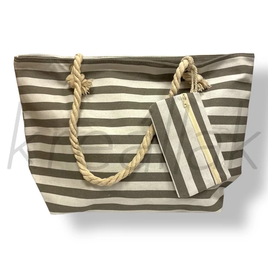 Szürke csíkos strandtáska