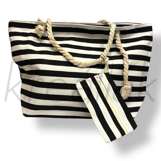 Fekete-fehér csíkos strandtáska
