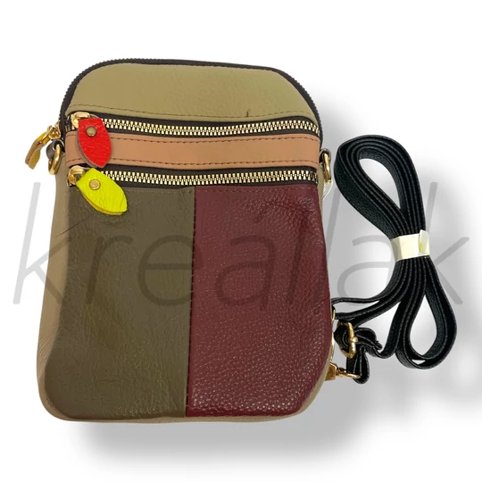 Bordó színes bőr válltáska