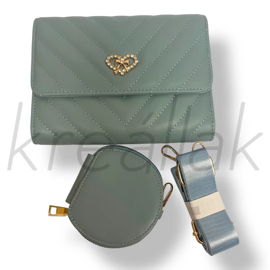 Világoskék masni köves táska 