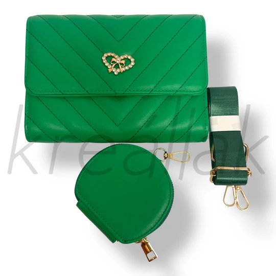 Zöld köves masni táska