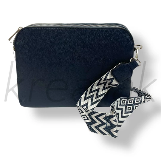 Sötétkék mintás pántos válltáska