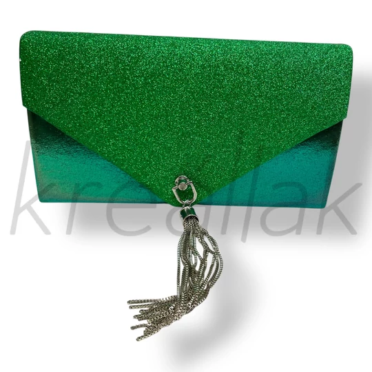Zöld csillogós alkalmi táska