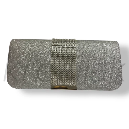 Ezüst csillám strasszos táska